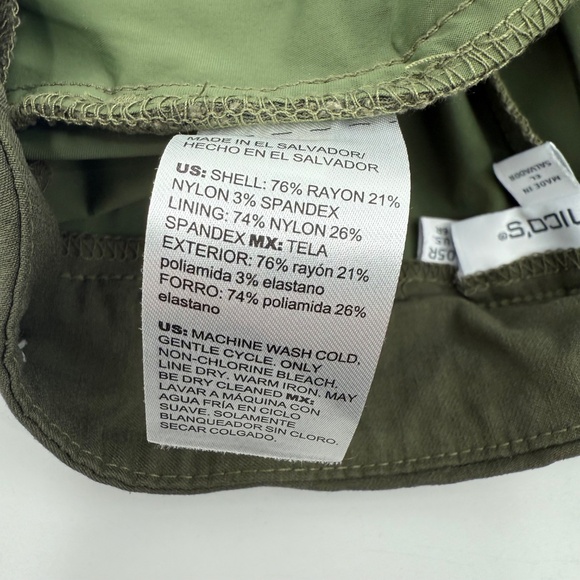 Chicos Pants Women 6 Green Pull On Stretch Ankle Nylon Blend Pockets Tech Office - Picture 6 of 11
